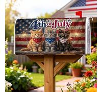 Couvertures magnétiques pour boîte aux lettres motif chats et feux d'artifice patriotiques festifs du 4 juillet pour décoration de pelouse, 45,7 x 53,3 cm