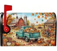 Couvertures magnétiques pour boîte aux lettres Motif citrouilles 53,3 x | Camion vintage, emballages de boîte aux lettres, grange, décoration de ferme, paysage rural, saison des récoltes