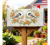 Couvertures magnétiques pour boîte aux lettres motif oiseau, fleurs rustiques, feuilles de printemps, orange pour décoration de pelouse, 45,7 x 53,3 cm