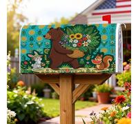 Couvertures magnétiques pour boîte aux lettres motif ours, lapin, écureuil, printemps, vert, décoration de jardin, cour, 53,3 x 64,9 cm