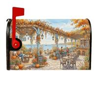 Couvertures magnétiques pour boîte aux lettres Motif paysage d'automne 53,3 | Paysage de patio côtier, couvercle de boîte aux lettres, accents de récolte de citrouilles, vues relaxantes sur le front de