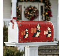 Couvertures magnétiques pour boîte aux lettres motif pingouin, cadeau fantaisiste et ludique, flocon de neige, couverture de boîte aux lettres d'hiver rouge pour décorations extérieures, 45,7 x 53,3