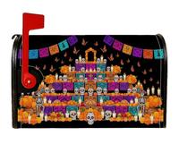 Couvertures magnétiques pour boîte aux lettres thème Autel Jour des morts | Fleurs de souci, couverture de boîte aux lettres, bannières Papel Picado, papillons monarques, décoration de jardin extérieur