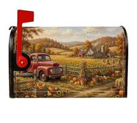 Couvertures magnétiques pour boîte aux lettres vintage Motif automne | Ferme de tournesol, couvercle de boîte aux lettres, grange rustique, récolte d'automne, paysage rural
