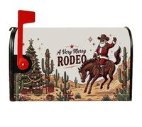 Couvertures magnétiques pour boîte aux lettres Western Cowboy Père Noël | Thème occidental, couvercle de boîte aux lettres, Père Noël cowboy, décoration de cactus, paysage du désert