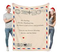 Couvertures personnalisées avec lettres manuscrites - Couverture personnalisée par courrier aérien, cadeau de Thanksgiving confortable pour petite amie, petit ami, famille