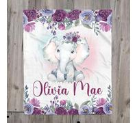 Couvertures personnalisées avec nom, Hippopotame, Cochon, Renard, Panda Couverture Couleur Rose pour bébé Fille