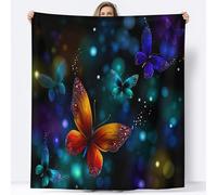 Couvertures Pierre Précieuse Papillon Dessin Animé Chaud Cadeau, Plaid Canape Noir en Flanelle Épaisse Douce et Confortable - Couverture Lit Chaude pour Adulte et Enfant 220 x 240 cm