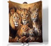 Couvertures Plaid 180 x 200 cm Animaux Lion Léopard Lynx Plaid Polaire 3D Imprimée Couverture de Lit Douce et Chaude Plaid Jeté de Canapé Flanelle Couverture bébé, Bureau Sieste Couverture