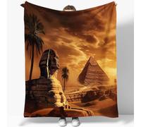 Couvertures Plaid 180 x 200 cm L'Egypte Ancienne Pyramides Sphinx Plaid Polaire 3D Imprimée Couverture de Lit Douce et Chaude Plaid Jeté de Canapé Flanelle Couverture bébé, Bureau Sieste Couverture