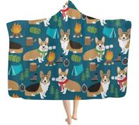 Couvertures Portables Pour Le Camping Corgi Forest Bonfire Chien De Dessin Animé Couvertures À Capuche Drôles Et Mignonnes Pour Voyage Van Life Camping Dormir