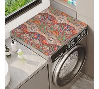 Couvertures Pour Laveuse Et SéCheuse Ethnic Style Floral Prints Tapis De Protection Pour Machine à Laver Housse Anti-PoussièRe AntidéRapant Pour RéFrigéRateur Et Micro-Ondes (Color 1,60x90 cm)