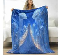 Couvertures rêve Ville Architecture lucioles Chaud Cadeau, Plaid Canape Bleu en Flanelle Épaisse Douce et Confortable - Couverture Lit Chaude pour Adulte et Enfant 220 x 240 cm