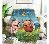 Couvertures Un Cochon Et Un Poulet Drôles Chantent Une Chanson Couverture Canape Confortable Chaude Jeté De Canapé pour Toutes Les Saisons Salon Adultes 150x200cm