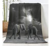 CouvertureVintage 100 x 130 cm pour Adultes et Enfant | Animaux Éléphant Désert Impression Couverture Polaire en Flanelle, Epaisse Doux Chaude Hiver Couverture de Lit Jeté de Canape