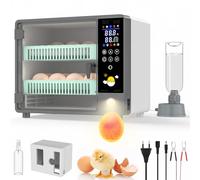 Couveuse Automatique 24 Œufs, Incubateur Professionnel avec Retournement et Remplissage d'Eau Automatiques, Écran Tactile LED, Double Alimentation et Mire-Œufs Intégré pour Poules, Cailles et Canards