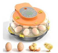 Couveuse Oeuf Automatique 15 Oeufs, Contrôle Humidité, Réglage Température, Rotation Automatique des Oeufs, Affichage LED, pour Éclosion d'Œufs de Poule Canard Caille (Orange Noir)