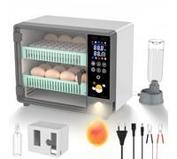 Couveuse Oeuf Automatique, 24 Oeufs Incubateur Oeuf Automatique, Double Alimentation, Retournement Automatique des Œufs, Humidification par Atomisation Ultrasonique, Écran Tactile, Mire Oeuf Integré