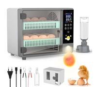 Couveuse Oeuf Automatique, Incubateur Oeuf Automatique 24 Oeufs, Retournement Automatique des Oeufs et Humidification par Atomisation Ultrasonique, avec Écran LED Couleur et Mire Oeuf Integré