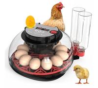 Couveuse Oeuf Automatique, Incubateur Oeuf Automatique Couveuse Poussin avec Retourneur œufs Eclairage LED Automatique Contrôle de l'humidité et Moniteur de Température pour 12 Oeufs