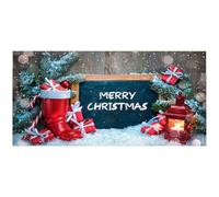 Couvoirs de porte de garage vacances, bannière porte garage Noël 8 x 7ft Joyeux Noël décorations couverture pour la fête d'hiver en plein air en plein air