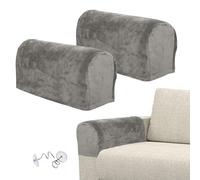 Couvre Accoudoirs, Environ 55 x 15 x 25 cm Housses D'accoudoir Antidérapantes Souples pour Fauteuils Meubles Canapé Protecteur de Bras - Gris