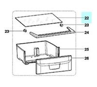 Indesit Couvre bac à légumes 499x392x4 (angle 45° G)