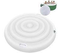 Couvre-bain gonflable, 57 '' Couvercle de bain à remous isolée à l'épreuve du vent ＆ Image de pluie, couvercle rond à bain avec des poignées, couvercles spa à économie d'énergie pour le couvercle de