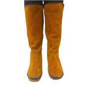 Couvre-bottes en cuir pour soudage qui restent sécurisés pendant le mouvement tout en offrant une protection continue contre les dangers (jaune)