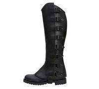 Couvre-Bottes Medieval Protège-Jambes Homme Pirate Guêtres Renaissance Vintage en Simili Cuir Noir Couvre-Chaussures Réglables pour Halloween Chevalier Mousquetaire Cosplay