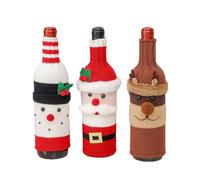 Couvre-bouteille de Noël en tricot, Christmas Decorative Santa Wine Bottle Cover, Couvre-bouteille vin Noël, 3 sacs pour bouteilles mousseuses et bières à thème de Noël, cache-bouteilles de Noël décor