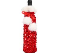 Couvre-bouteilles de No?l Beaut ? paillettes -Tissu decoratif manches pour f��res rouge