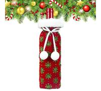 Couvre-bouteilles de Noël,Couvre-bouteilles de vin - Sac de bouteille de vin tricoté en flocon de neige - Vêtements de bouteille de vin de noël avec col blanc, pièce maîtresse de Table pour Restaurant