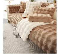 AWAV Couvre Canapé d'angle, NNSMUN Housse de Canapé en Peluche Lapin épais 1/2/3/4 Places en Forme de L, Housse de Canapé Universelle Antidérapante en Fausse Fourrure (Café,90x90cm)
