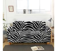 Couvre Canapé Imprimé ZèBre Noir Housse de Canapé Extensible avec Accoudoir 2 Place Couverture de Canapé Élastique Universelle Antidérapante Revêtement de Canapé