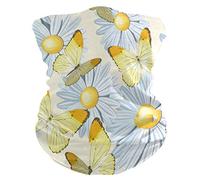 Couvre-Chef Beautiful Camomile Flower Butterfly Balaclava Anti-UV Cache Cou Multifonction Écharpe pour Homme Femme Jogging Randonnée 25X50CM