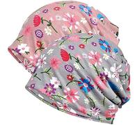 Couvre-chef chimio pour femme - Turban doux - Motif floral - Tissu doux - Bandana alopécie, vieux rose, Taille unique