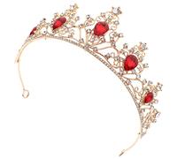 Couvre-chef Couronne Princesse Pour Les Femmes Couronne De Reine Baroque Bandeaux Dames Coiffes De Mariée Pour Mariage Concours De Mariée Bandeau Diadème Strass Chapeaux Rouge FRCOLOR