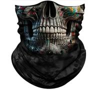 Couvre-Chef Crâne Visage Gris Nez Noir Cache-Cou UV Résistant Décoration Faciale Multi-Usage Cache-Col pour Cyclisme Jogging Randonnée