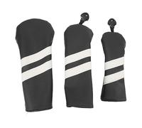 Couvre-Chef de Club en PU, Couverture de Club en Bois, Fairway Hybride, étiquette rotative, 3 Tailles, Protecteur de Club pour Les Sports de Plein air (Noir)