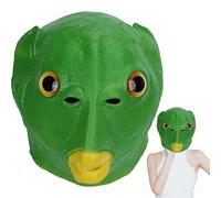 Couvre-chef de poisson d'Halloween - Couvre-chef en latex vert tête de poisson pleine tête - Tête de Funny Full Face Protector pour Halloween Cosplay Mascarade Party
