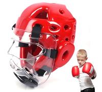 Couvre-Chef de Taekwondo, équipement de Sparring Taekwondo réglable, Casque Souple avec écran Facial pour Kickboxing, Muay Thai, entraînement au Combat