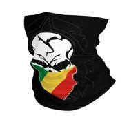 Couvre-Chef Drapeau De La République du Congo avec Tête De Mort Cache Cou UV Résistant Balaclava Antidérapant Décoration Faciale pour Adulte Jogging Randonnée 25X50CM