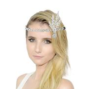 Couvre-chef en plumes pour femmes accessoire festif idéal pour danse thé de l'après-midi ou mariage orné de plumes élégantes et légères parfait pour vos événements spéciaux (White, One Size)
