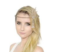 Couvre-chef en plumes pour femmes accessoire festif idéal pour danse thé de l'après-midi ou mariage orné de plumes élégantes et légères parfait pour vos événements spéciaux (Gold, One Size)