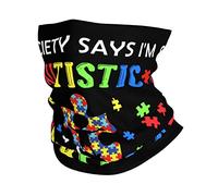 Couvre-Chef La Société Dit Que Je suis Autiste, Dieu Dit Que Je suis Parfait. Écharpe Multifonction Balaclava Respirant Cache Cou pour Course À Pied Randonnée Cyclisme 25X50CM