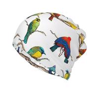 Couvre-chef multifonction pour femme avec imprimé perroquet, oiseaux et arbres tropicaux, chimio, foulard, foulard, alopécie, bandana, Noir , Taille unique