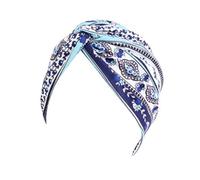 Couvre-chef pour femme atteinte d'un cancer UK Bonnet Écharpe Doux Turban Cap Floral Enveloppes de tête en coton Style Alopécie Bandana Couvre-chef, Mélange bleu., Taille unique