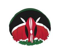 Couvre-cheveux avec drapeau du Kenya pour la douche, bonnet de douche réglable et élégant, grand bonnet de douche imperméable
