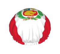 Couvre-cheveux avec motif drapeau du Pérou pour la douche, bonnet de douche réglable et élégant, grand bonnet de douche imperméable